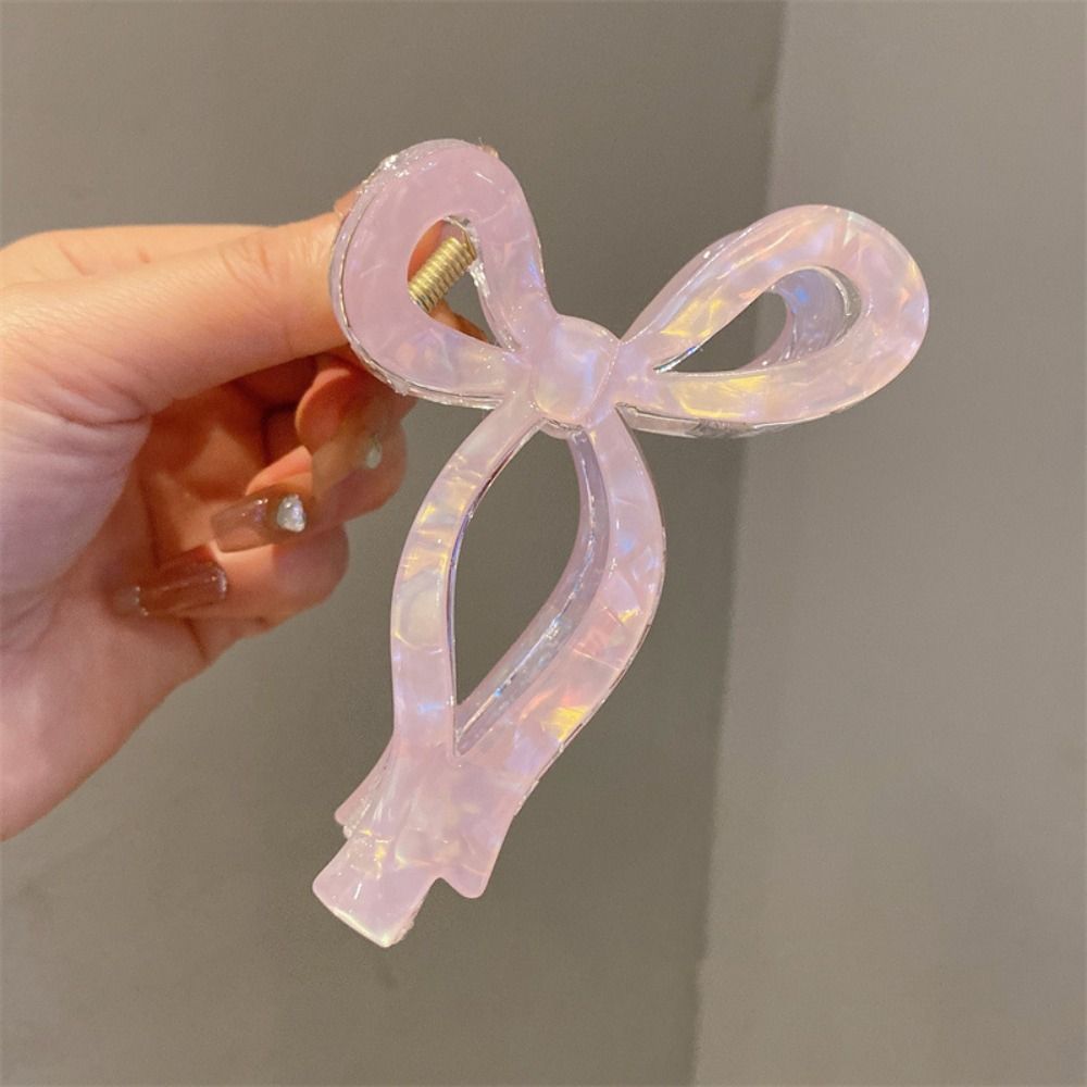Colorful Acetate Grab Clip Korean Style Large Shark Clip Elegant Bow Hair Claw  Ladies