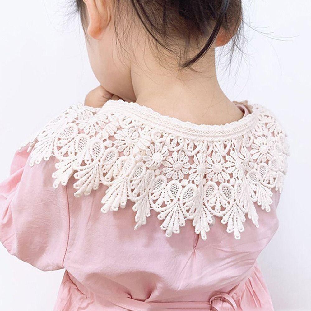 Detachable Kids Girls Lace Scarf Shawl Hollow Embroidered with Shoulder Straps Baby Children Fake Collar 3-8Y