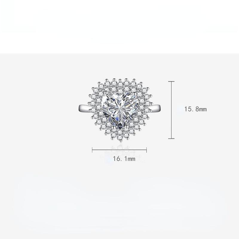 BELLA BOX Classic Love Heart Opening Resizable Rings For Women Zircon Engagement Party Fine Jewelry Gift