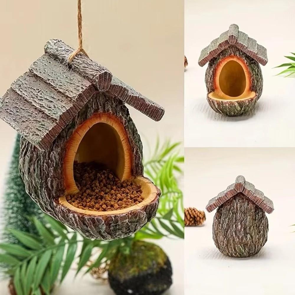 Bird Care Station Resin Hummingbird Feeder Lifelike Weather-Resistant Wildlife Habitat Decorative Natural Look Nesting Box Patio