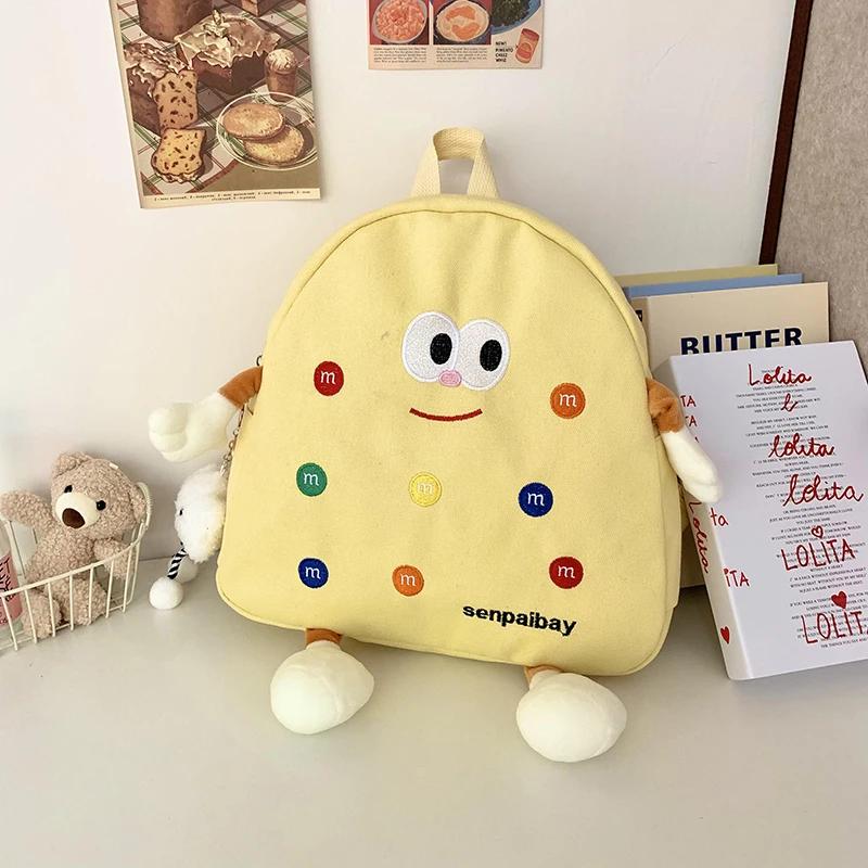 Модный детский рюкзак из холщовой ткани с рисунком из мультфильма, повседневная нишевая сумка, красивая и элегантная