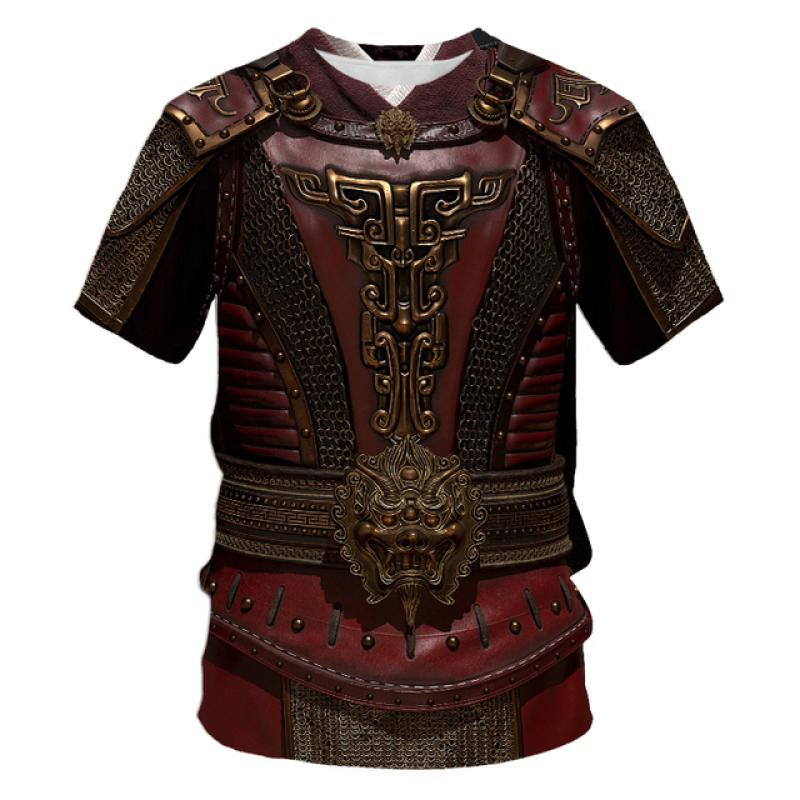 Medieval Armor 3D Printed Viking Cosplay Men's Summer Vintage Crewneck Short Sleeve Hip Hop Kids Street Funny Casual T-shirt Top