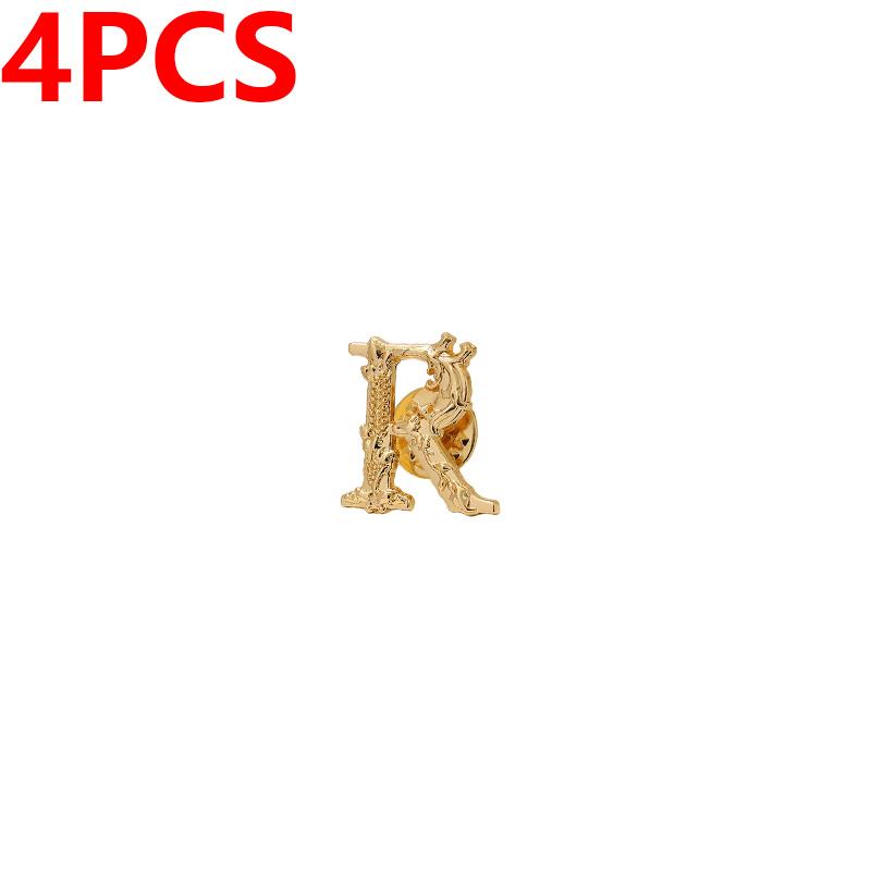 4 шт./компл., нерегулярная брошь с алфавитом R, элегантная модная мужская роскошная винтажная буквенная брошь на лацканах, броши, вечерние рубашки, пальто, ювелирные аксессуары, подарки