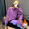 Модный спортивный комплект для девочек на зиму и осень из плотной ткани, свободная толстовка в корейском стиле и повседневный комплект из двух предметов