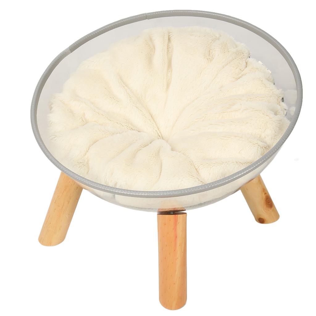 Clear Capsule Cat Bed Stable Safe Durable Stylish Wood Elevated Transparent Cat Bed with Cushion for Kitten