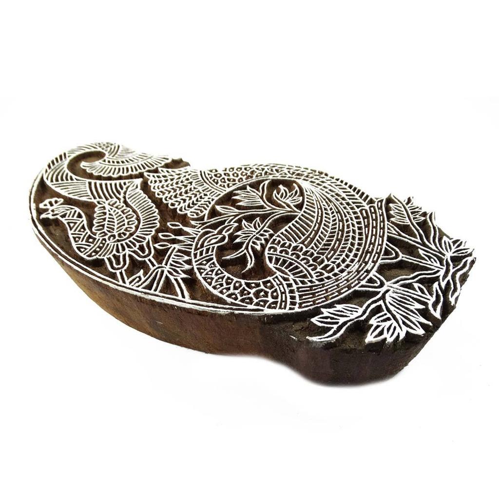 IBA Indianbeautifulart Шаблон для печати с изображением павлина Деревянный штамп на ткани Граница Одежда Искусство