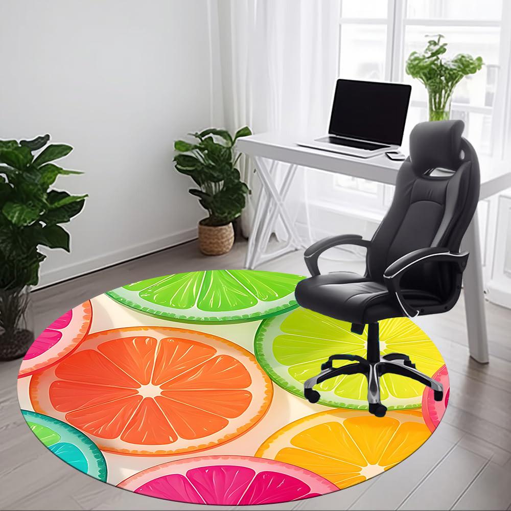 1pc Citrus Slices Office Round Rug, Non-slip, Soft and Durable Office Rug for Interior Decoration, Perfect for Office, Beautiful Decoration yy26031203