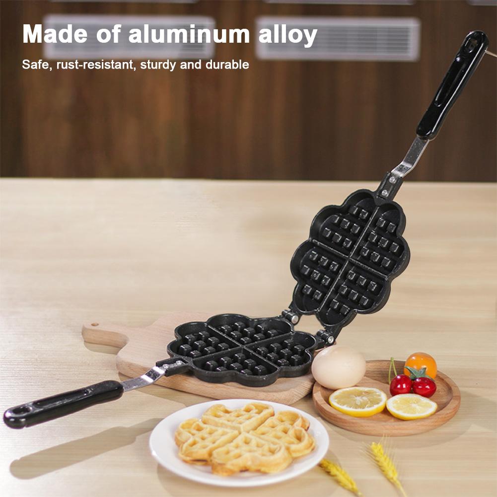 Мини-вафельница из алюминиевого сплава с антипригарным покрытием для приготовления вкуснейших вафель в форме сердца, блинов и яичных пирогов дома