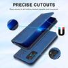 Case + 2 Tempered Glasses for Samsung Galaxy A52 4G-5G A52s 5G, Leather Effect Protection Magnetic Closure - Navy Blue