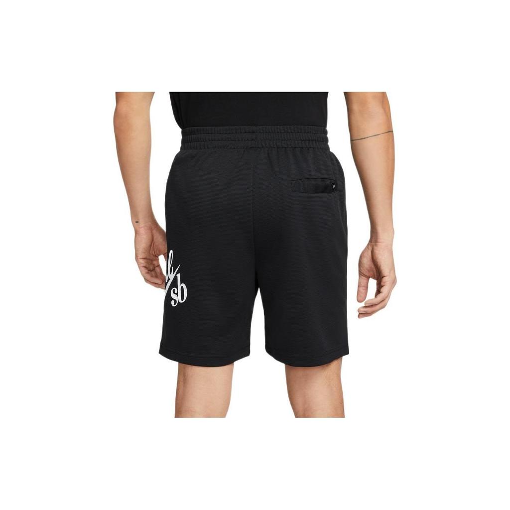 Nike Alphabet Logo Drawstring Straight Leg Casual Shorts Men Bottoms Black DQ1173-010