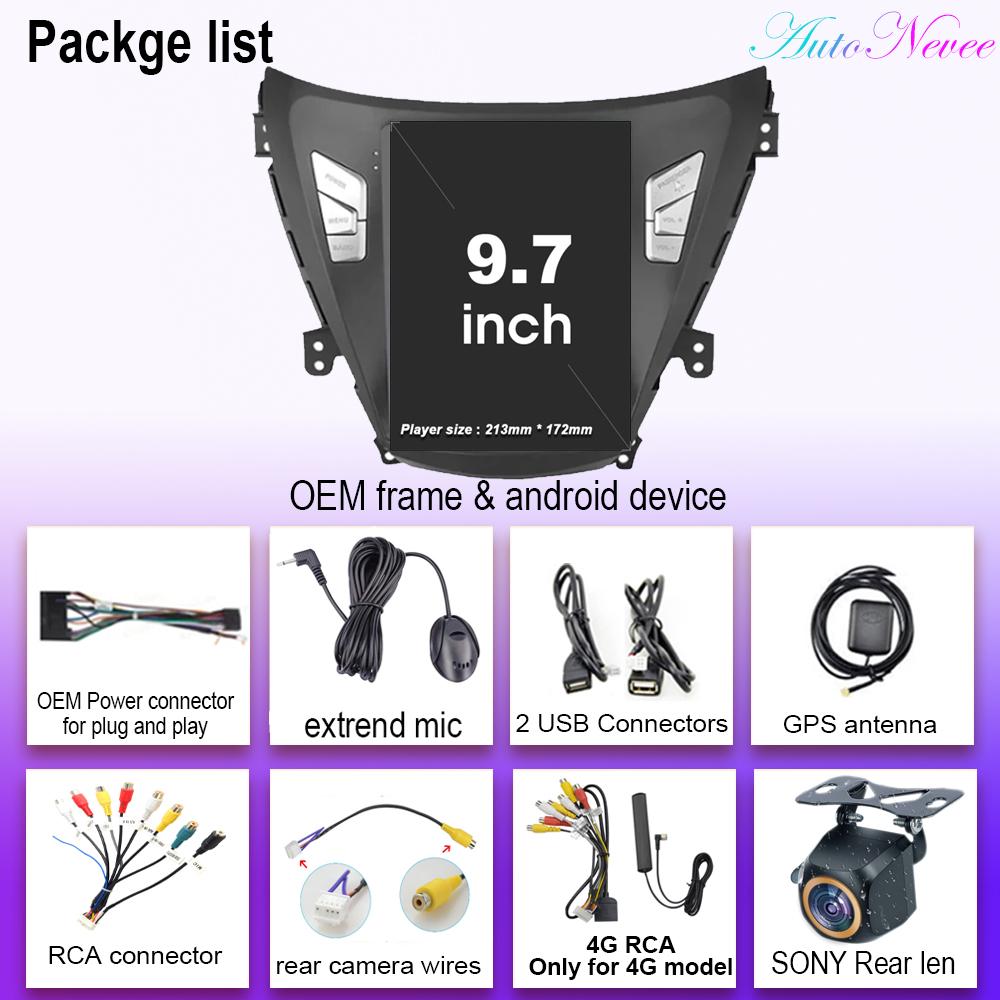 Автомагнитола с CarPlay и Android для HYUNDAI ELANTRA AVANTE I35 2011-2013, мультимедийная стереосистема с GPS, 9,7 дюйма, 5G Wi-Fi дисплей