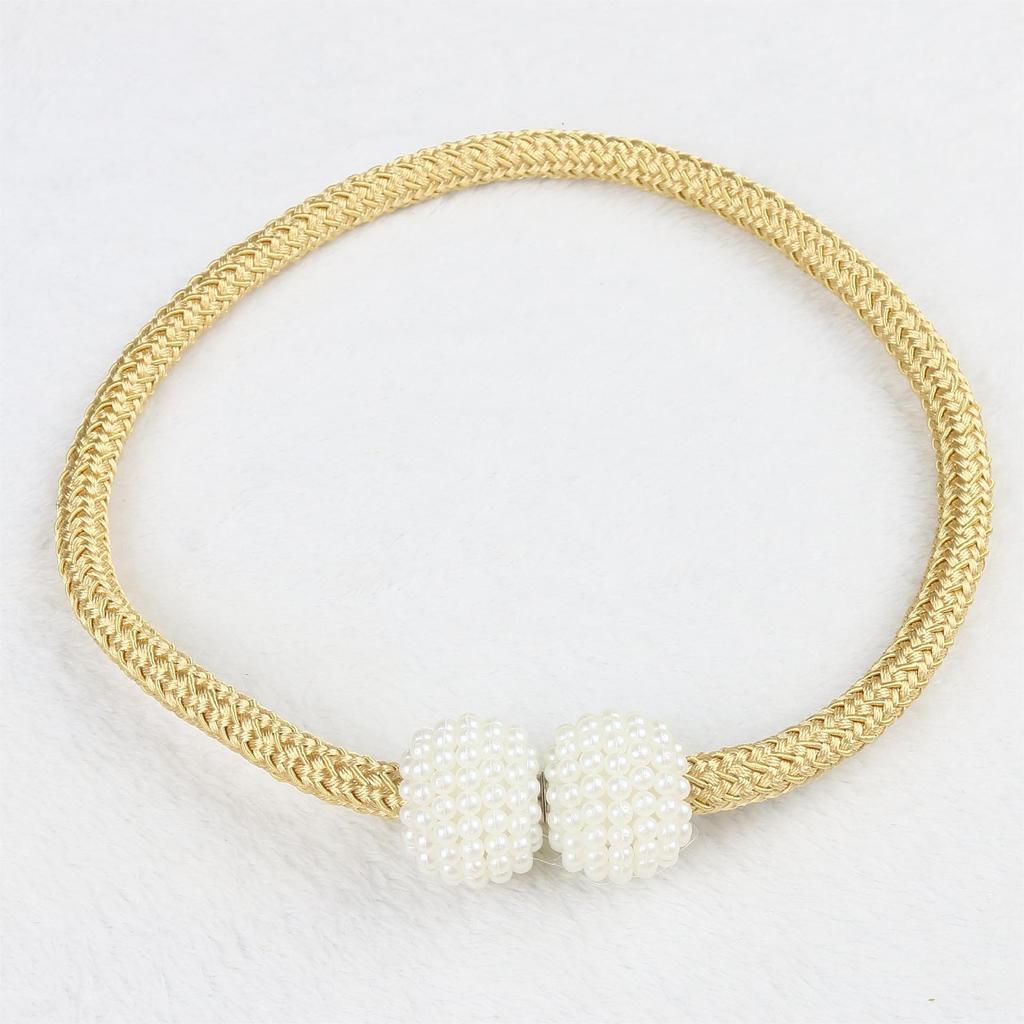 Magnetic Curtain Tiebacks Pearl Ball Home Curtain Buckle European Decoration Weave Clips Rope Straps Holder for Big Drapries