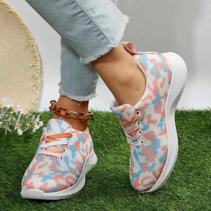 Модные женские кроссовки, модные, с круглым носком, на шнуровке, из парусины, с толстой подошвой, для ходьбы, женские, удобные, сетчатые, дышащие, теннисные туфли