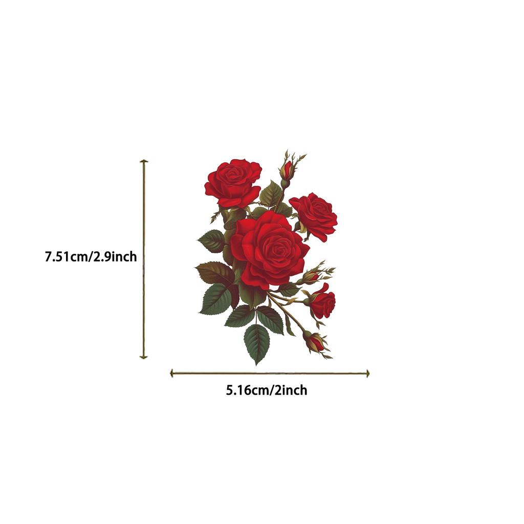 50PCS Transparent Vintage Red Rose Sticker Pack Waterproof Clear PET for Scrapbook Guitar Notebook Decor RecordingYourLife Store