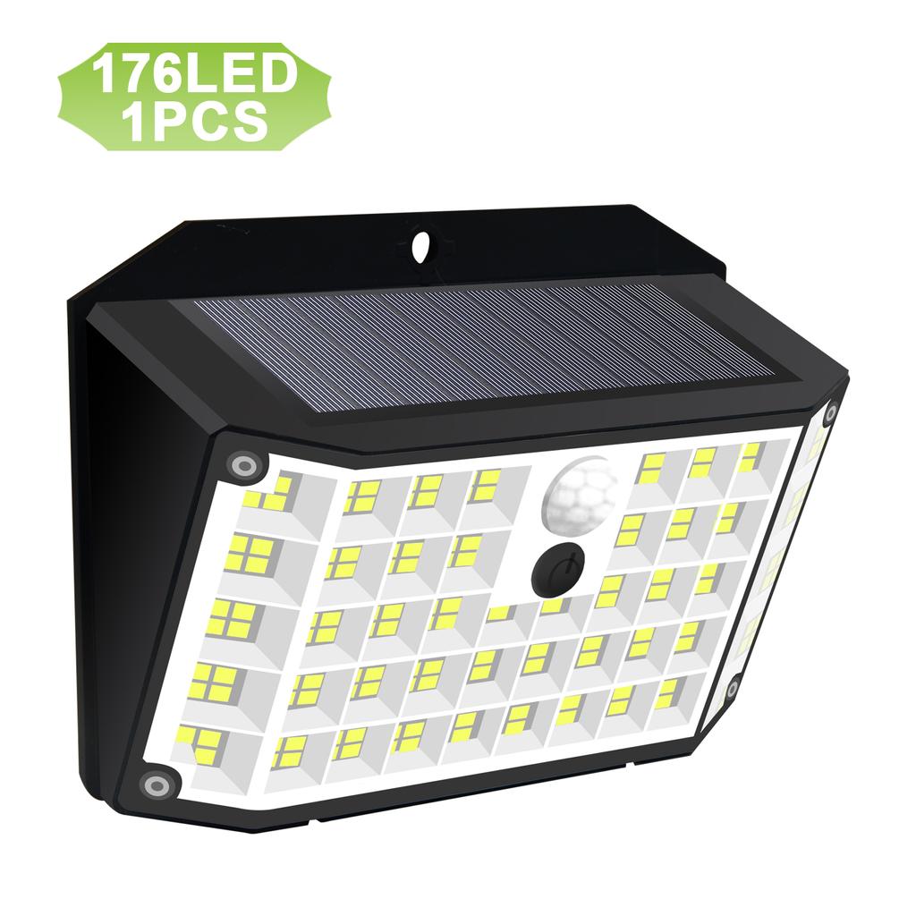 Solar Outdoor Lights 176 LED Solar Powered Motion Sensor Flood Lights IP65 Waterproof 3 Modes Wall Lamp For Outside Porch Yard