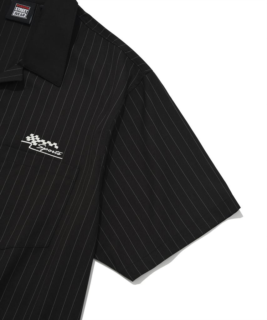 VISION STREETWEAR Vsw Stripe Open Collar Shirt Black