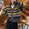 Радужный полосатый свитер женский осенне-зимний свободный жакет дизайн Sense Lazy Wind вязаный кардиган Tide удобный универсальный и модный