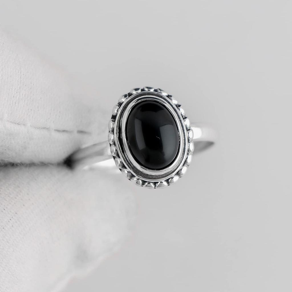 Кольцо с черным ониксом из цельного серебра 925 пробы для женщин, эффектное кольцо, подарок на годовщину