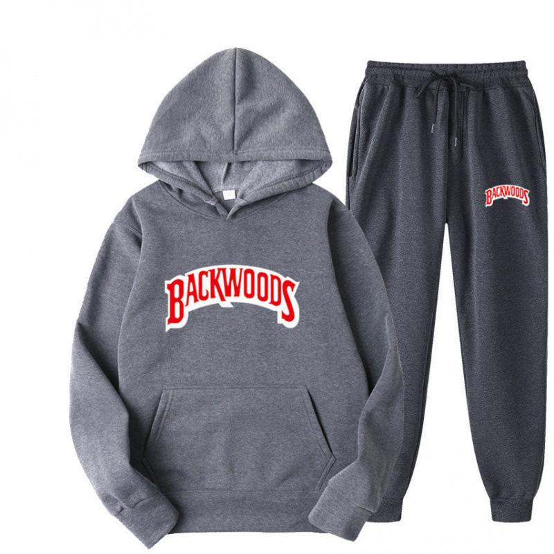 Спортивный костюм-худи с хип-хоп принтом BACKWOODS для мужчин, весна/осень 2024
