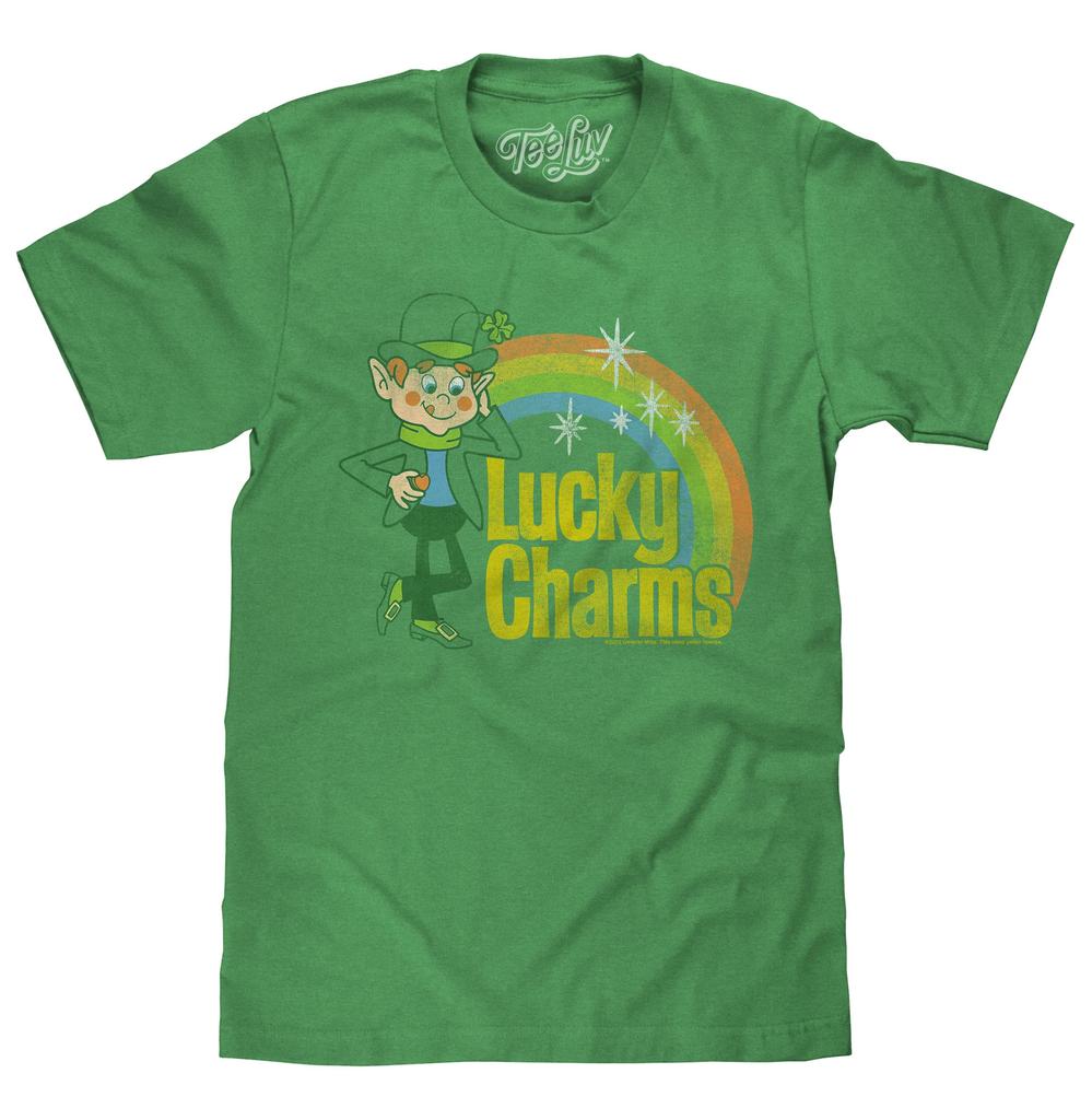 Lucky Charms Retro Rainbow Mens T Shirt Green