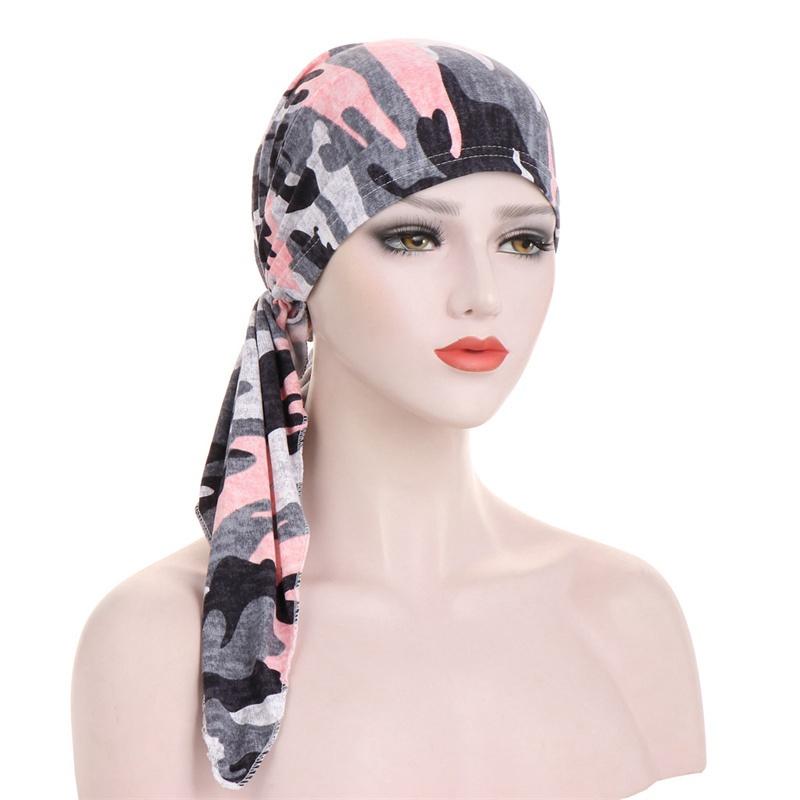 Flower Cloth Pullover Muslim Hooded Cap Skullcap Small Hat Two Tail Cap Curved