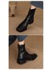 Lambskin Slimming Ankle Boots 2025: Women's Mid-Heel Vintage Martin Boots, Black Square Toe, Autumn/Winter Collection.