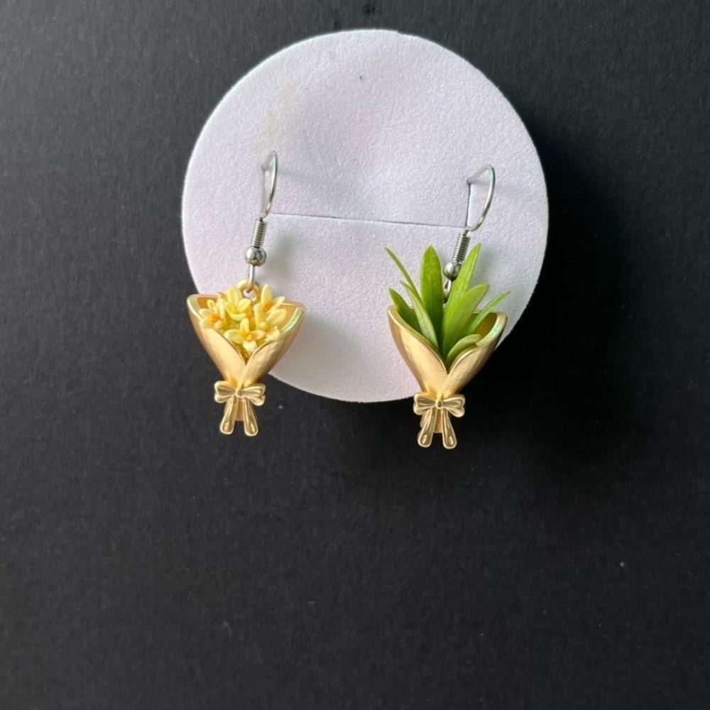 Креативные серьги-подвески в виде вазы Простые серьги-бантики Легкие серьги с вставляющимися цветами Свадебные