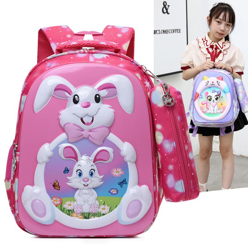 Breathable Nylon Backpack For Children Colorful Animal Patterns Unisex Primary School Bag