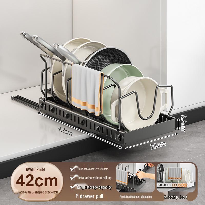 Adjustable Pull-Out Kitchen Organizer: Dish Rack, Pot & Pan Storage, Under-Cabinet & Countertop Holder