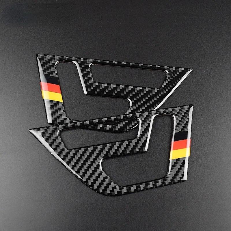 2 шт. углеродное волокно для Mercedes Benz C Class W204, аксессуары, регулировка автомобильного сиденья, кнопка переключения панели, крышка, наклейки внутри