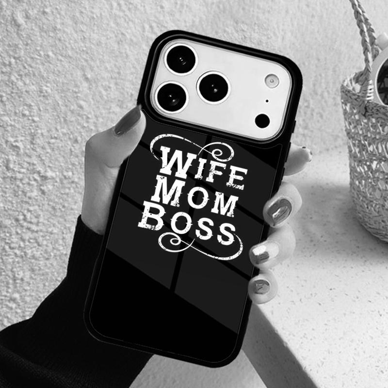 Мягкий чехол для телефона 'Жена Мама Начальница' для iPhone 17 Air 16 15 14 13 12 11 Pro Max Plus