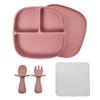 Lalabee Aijudo Baby Food Tableware Set of 2, Red, Suction Plate + Kids Spoon Fork Set, Popular Korean Parenting Items