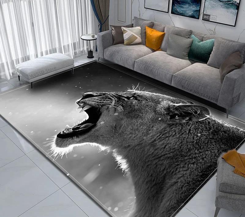 3D Ковер с принтом животного льва, Креативный придверный коврик, Мягкий коврик для ног, Нескользящий коврик для пола, Ковер для гостиной, Домашнее украшение, Моющийся