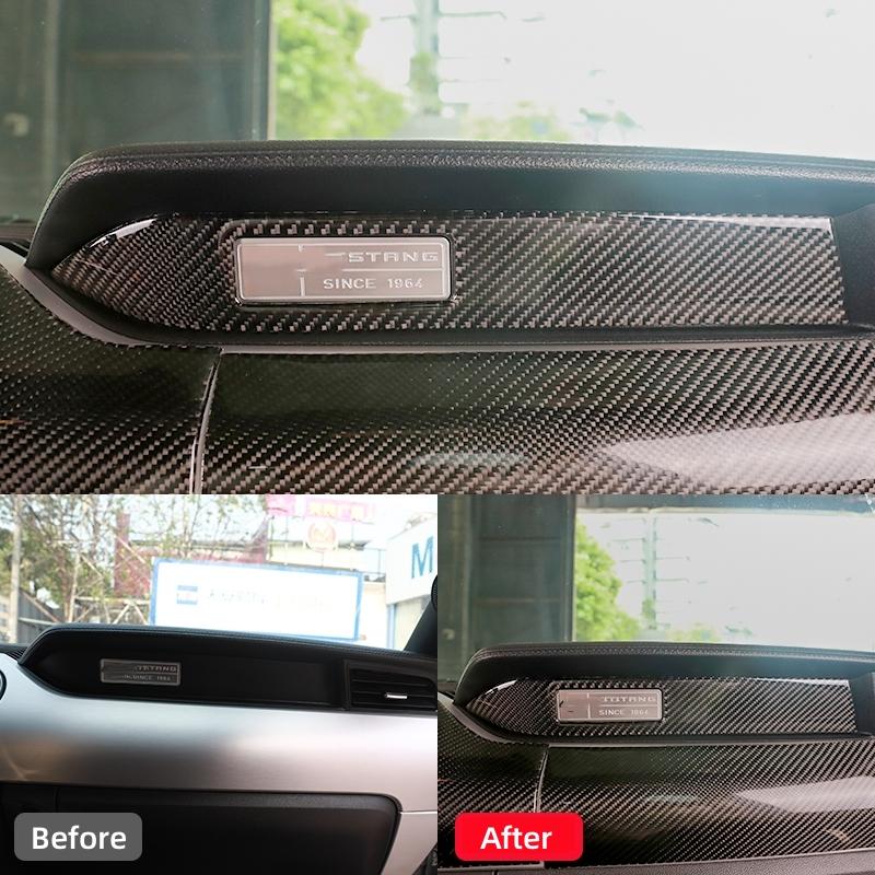 For Ford Mustang 2015-2025 Car Accessories Carbon Fiber Interior Car Dashboard Decoration Strip Sticker Car Styling Trim Cover