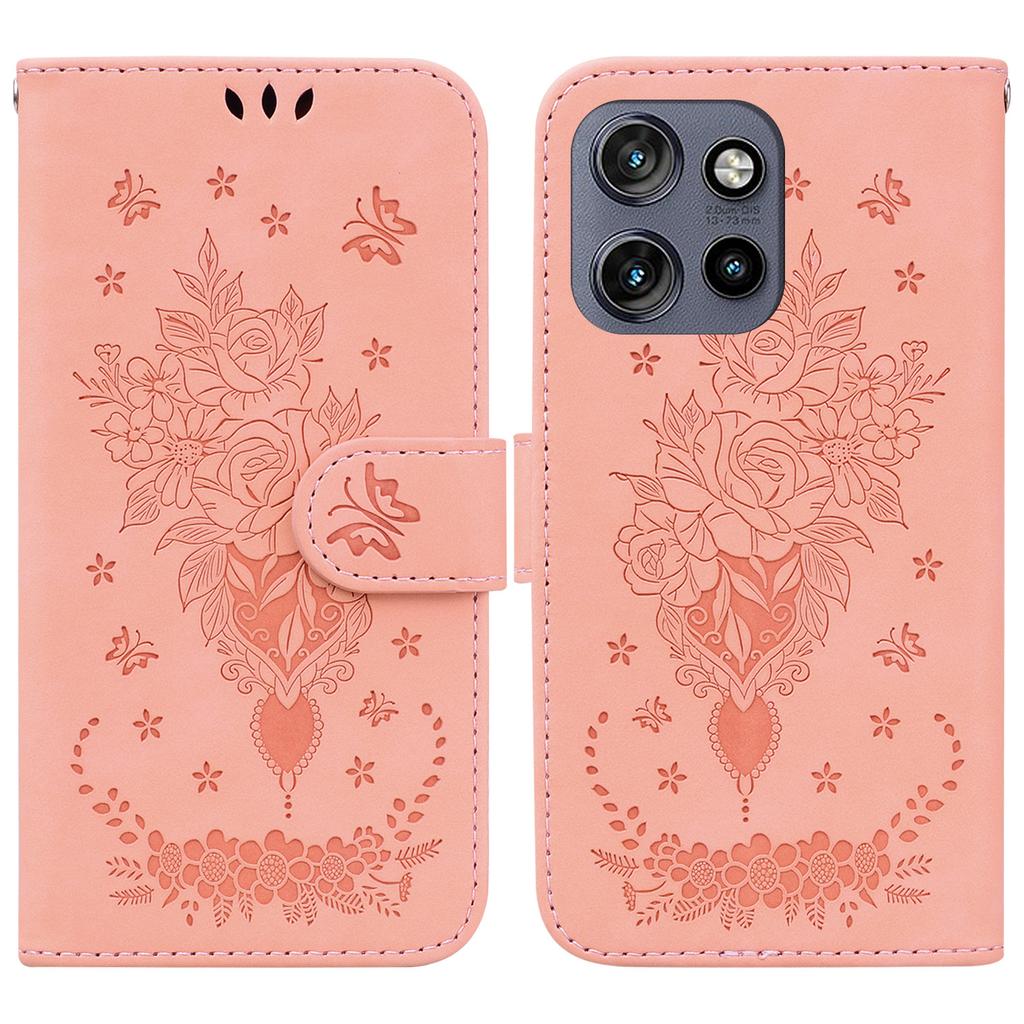 For Motorola Edge 50 Neo 5G/Moto S50 5G/Thinkphone 25 5G Case PU Leather Wallet Phone Cover Butterfly Flower Imprint