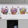 3D Wooden Barrel Wall Sticker Flower Decoration Butterfly Lavender Rose Tile Sticker Kitchen Restaurant Background Home Decor Peel and Stick