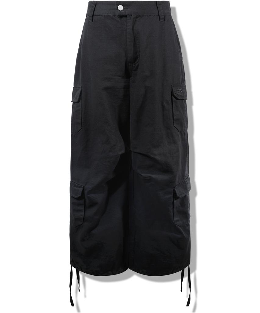 GUBIN Tail Point Cotton Cargo Pants - Black