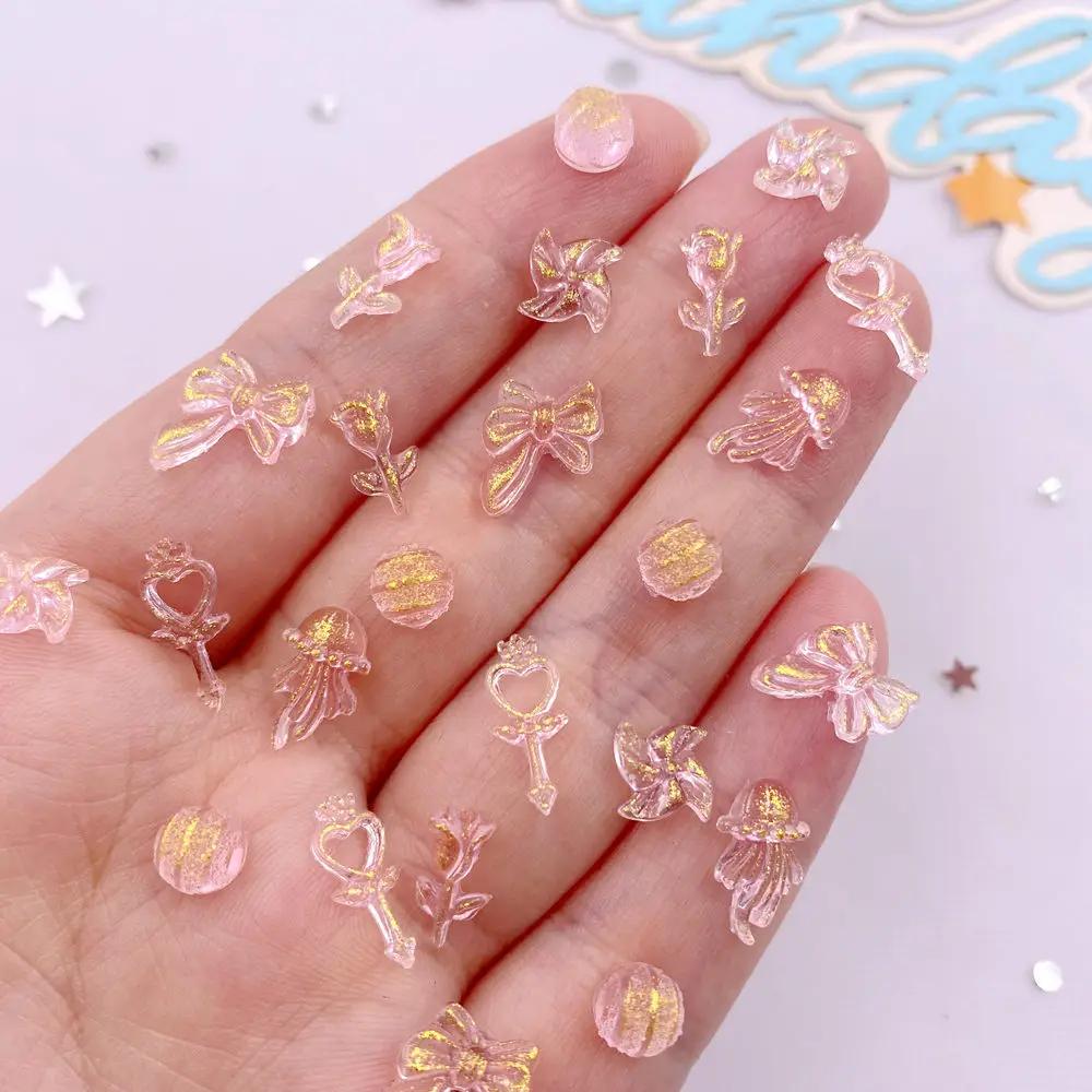 8g Resin Mini Glitter Colorful Magic Wand Jellyfish Rose Art Nail Flat Back Rhinestone Applique DIY Scrapbook Jewellery Decor