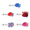 Set of 5pcs Fashionable Heart Badge Clip Retractable Badge Reel Durable Name Card Badge Clips Easy Pull Button Holder