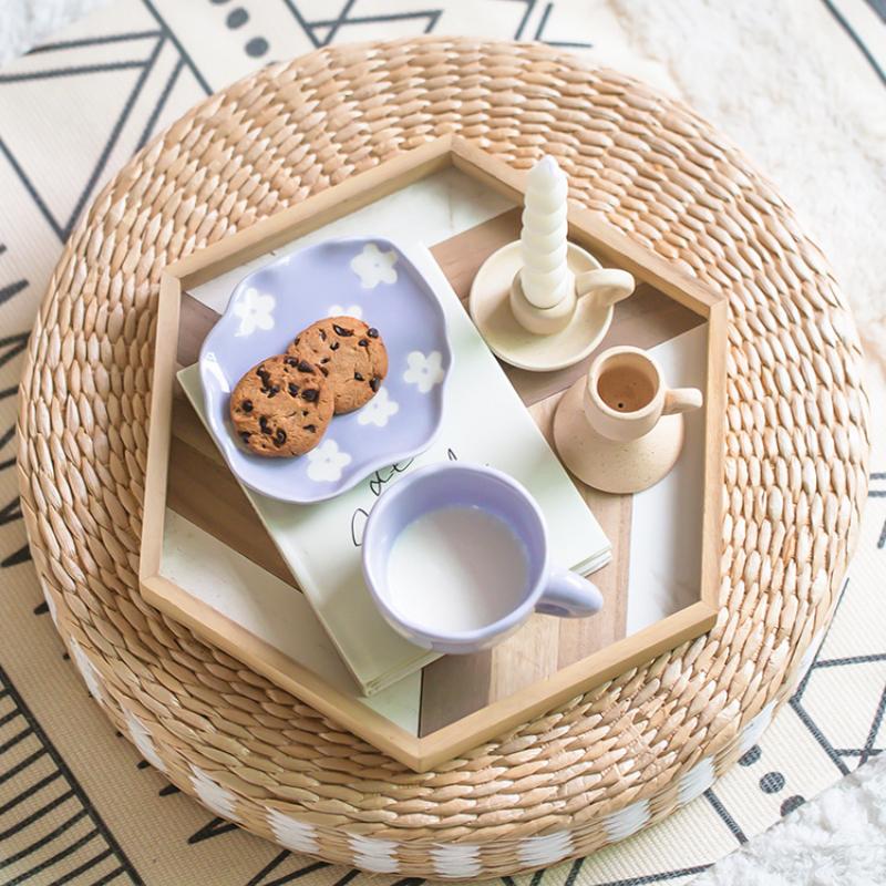 Милая расписанная вручную кофейная чашка с блюдцем, необычный цветок, облако, голубое небо, креативный завтрак, молочный чай, кружка, подарочный набор, напиток ручной работы