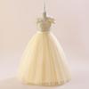 Fluffy Sequins Princess Girls Dress Bridemaids Bow Tulle Wedding Kids Party Dresses for Girl Off Shoulder Pageant Birthday Gown
