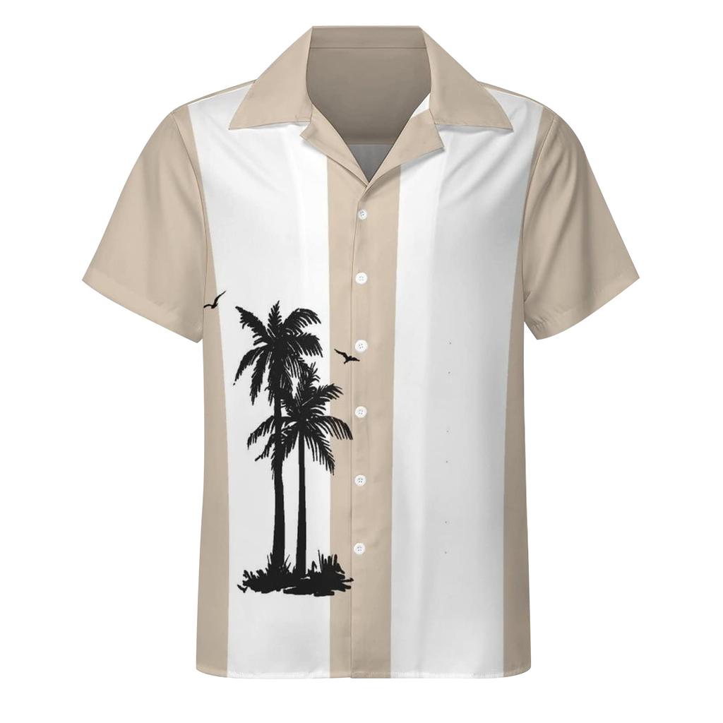 Hawaiian Shirt For Men, Men's Vintage Button Down Bowling Shirts Short Sleeve Summer Beach Shirt