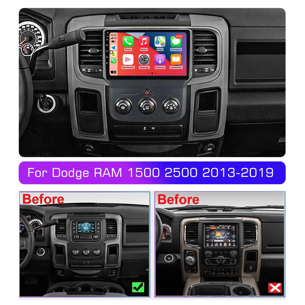 2din 8G+128G Android 10 Автомагнитола Мультимедийный плеер Carplay Auto GPS Нави DSP Для Dodge RAM 1500 2500 2013 2014 2015 2016-2019