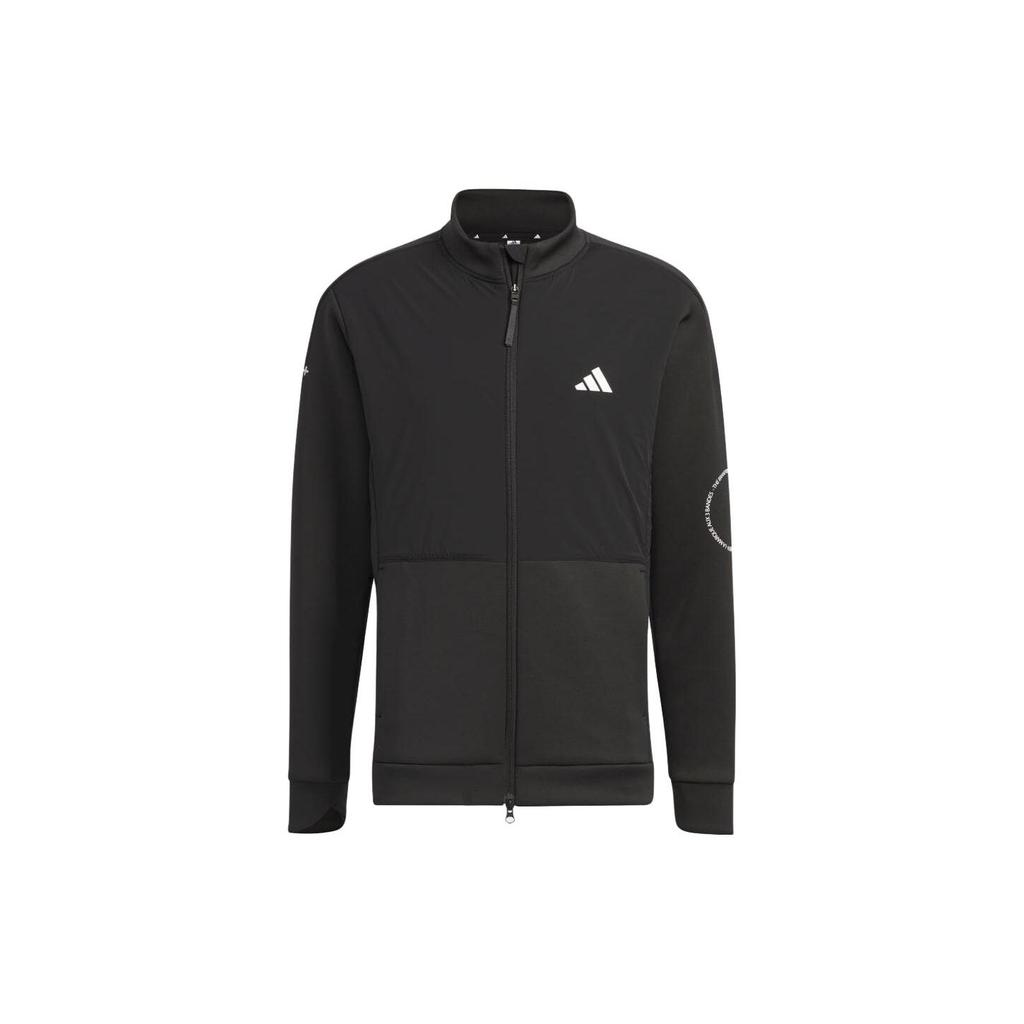 Adidas Solid Color Brand Logo Stand Collar Jacket Men Jacket Black HY0974