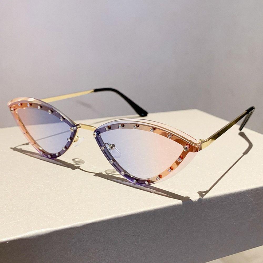 Gradient Cat Eye Sunglasses Multicolor Rhinestones Eyewear Party Sun Glasses for Women & Men