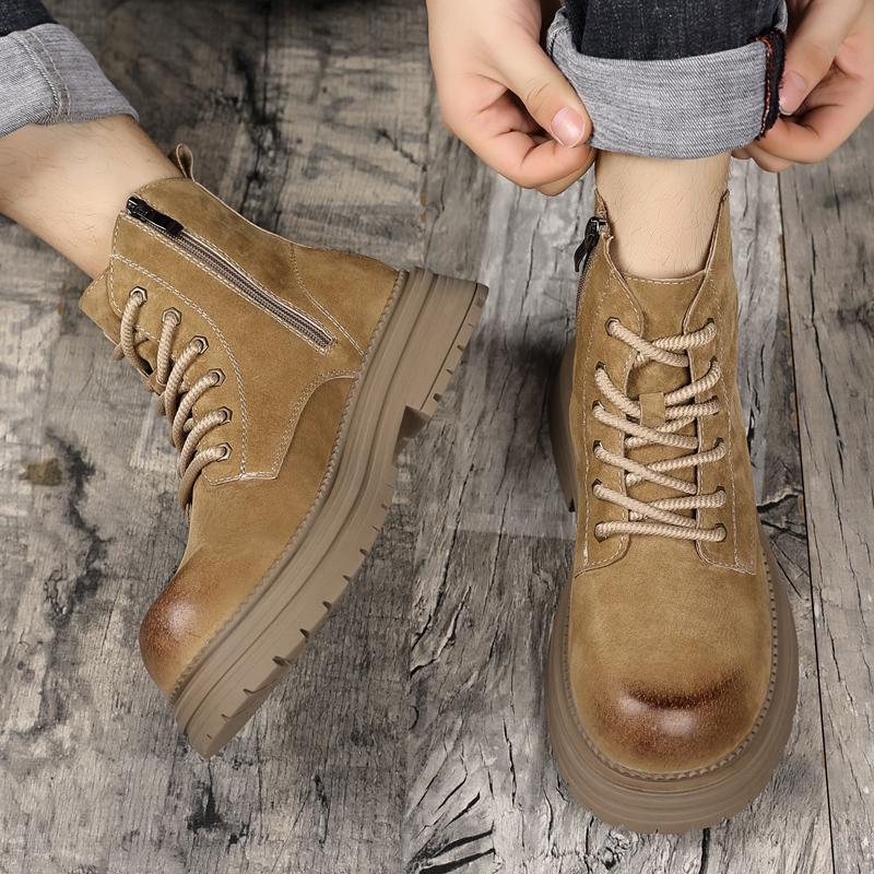 Ретро Новые Высокие Кеды Замшевая Кожа Новое Поступление Ботинки Челси Мужская Мода Ботильоны Мужские Повседневные Британский Стиль Короткие Ботинки