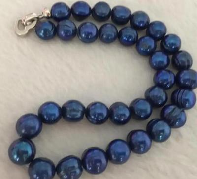 Огромное ожерелье из таитянского барокко с черным синим жемчугом 9-10 мм