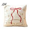 Decorative Soft Furnishings Embroidered Christmas Cushion Cover, Xmas Tree Red Bow Pillow Case, with Zipper, Bell Snowflake Embroidery, Skin Friendly