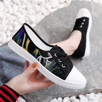 Мода 2024 Весна/Лето Новые парусиновые туфли женские корейские версии универсальные черные дышащие повседневные туфли студенческие утренние кроссовки