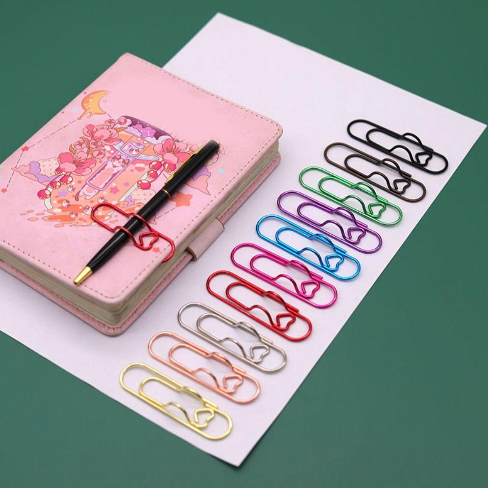 10pcs Colorful Paper Clips Paper Fix Clips Bookmarks Multi-functional Pen Holder  Journal Tool